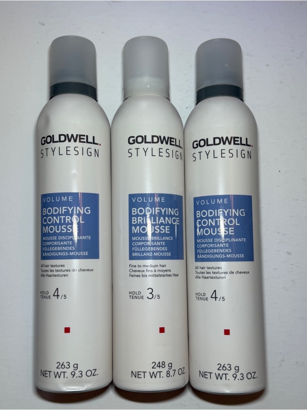 3 PACK Goldwell StyleSign Hold Volume Bodifying Control Mousse And Brilliance